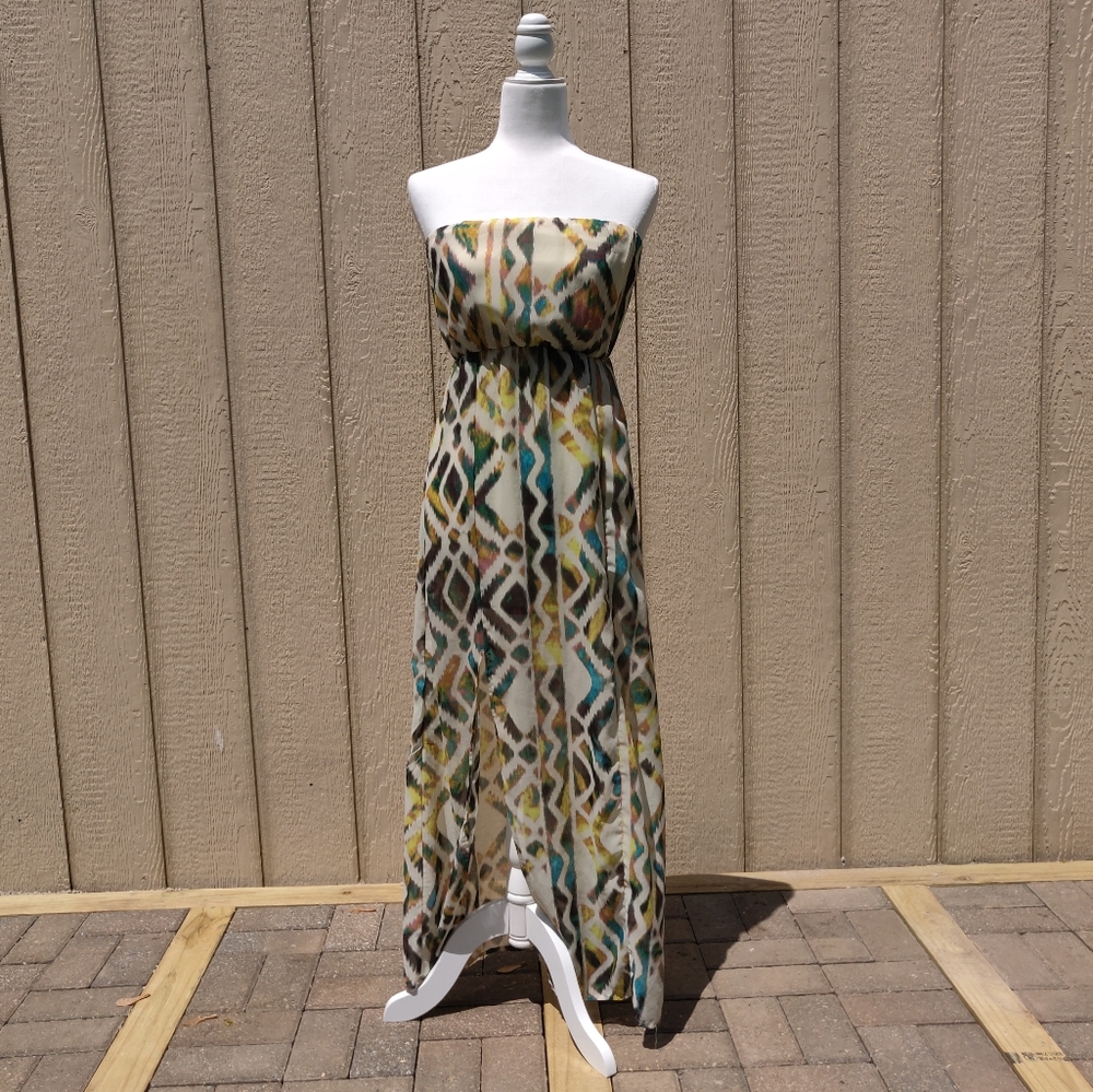 Charlotte Russe Strapless Maxi Dress w/ Leg Slit